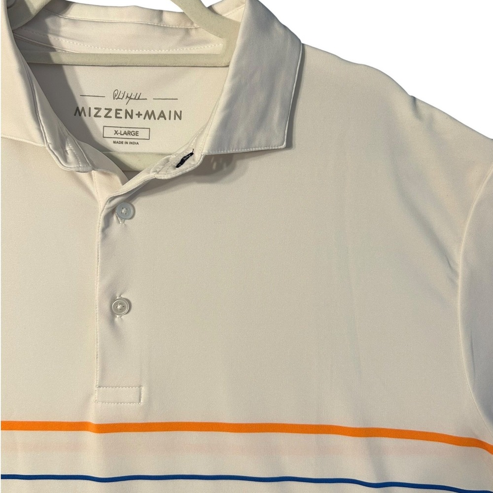 Mizzen+Main Phil Mickelson Mens XL White Striped Golf Polo PMP-S20-11009 - Picture 13 of 13